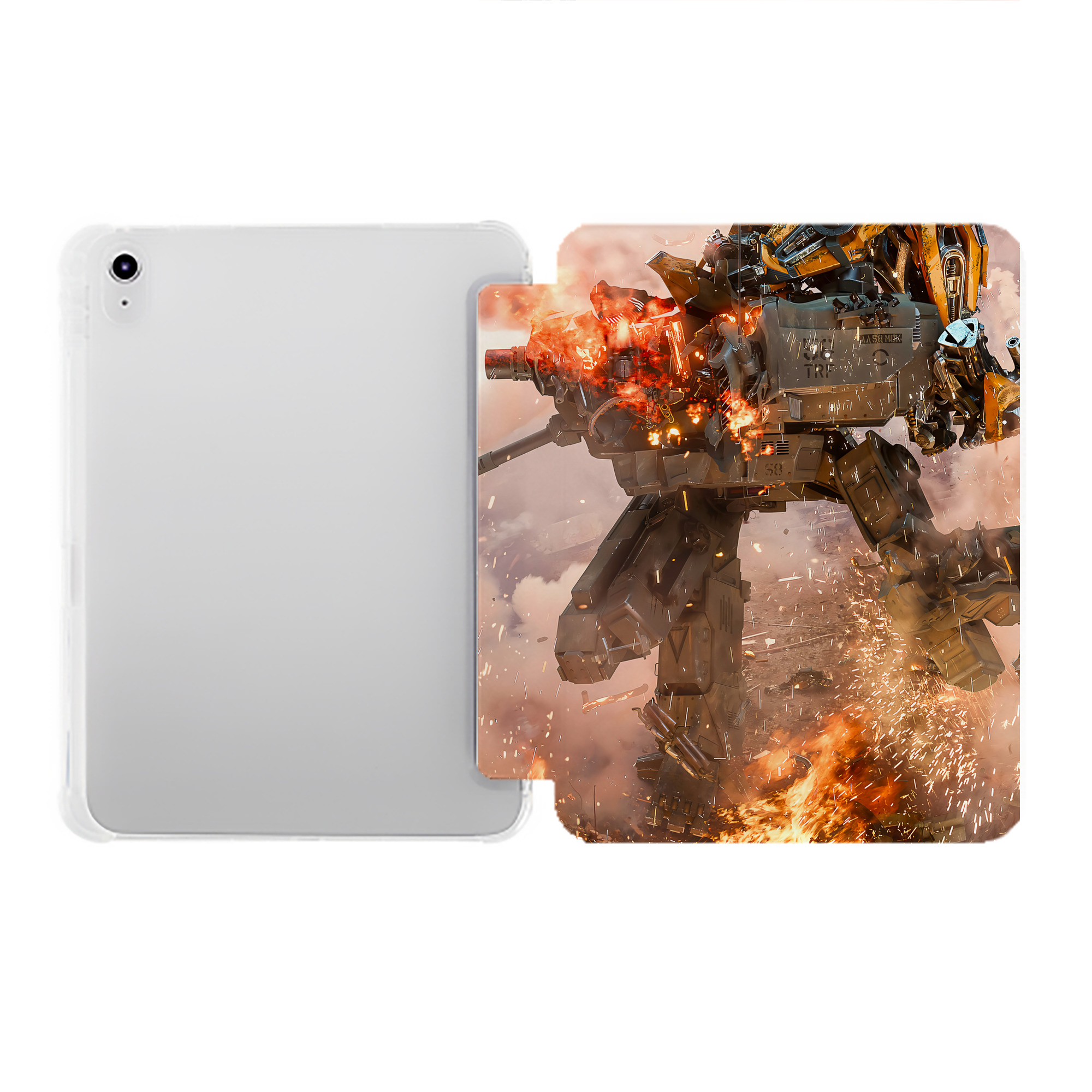 （画像用） Transformers トランスフォーマー IPad ケース ペン収納付き 三つ折りスタンド PUレザー×シリコン 対応機種9.5/10.5/10.9インチ